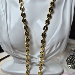 Gold Puffed Mariner Chain Necklace – 18K Gold Plated Stainless Steel